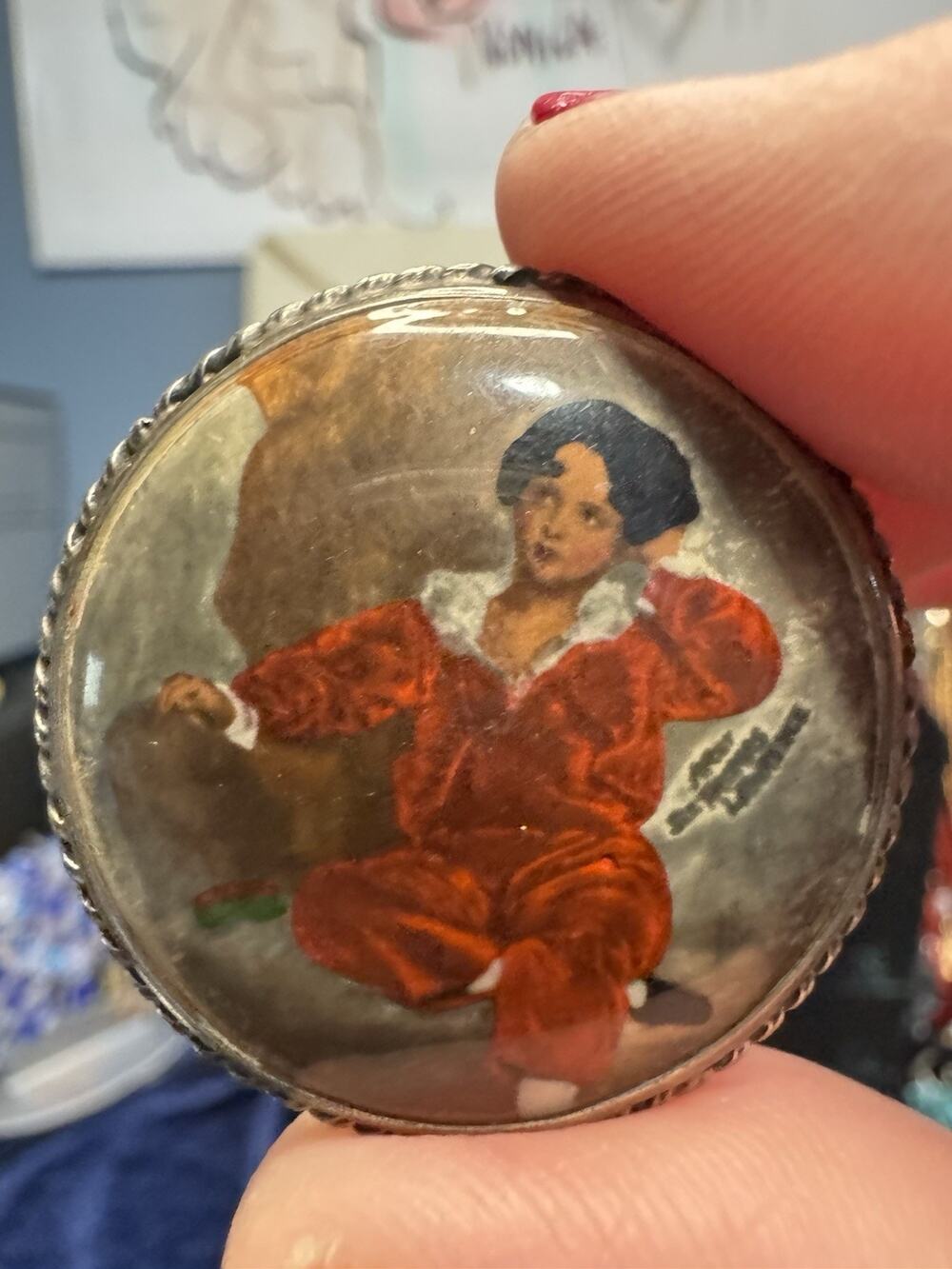 Vintage Sterling Silver Red Boy Brooch Sir Thomas Lawrence Made England